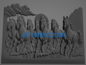 7 Horse Relief Design – High Detail STL + RLF www.artnation3d.com