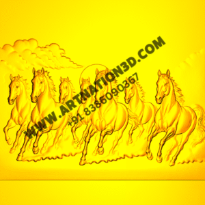 7 Horse Relief Design – High Detail STL + RLF www.artnation3d.com