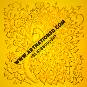 Elegant Peacock Floral Relief Design | CNC Art Panel RLF