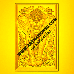 Royal Elephant Head Relief Panel – Ornamental CNC Design