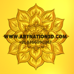 3D Lotus Mandala Style CNC Design in Gold Finish