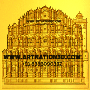3D Embossed Hawa Mahal Design for CNC and Carving