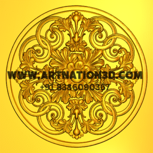 3D Circular Floral Medallion Design for CNC | High Detail Finish