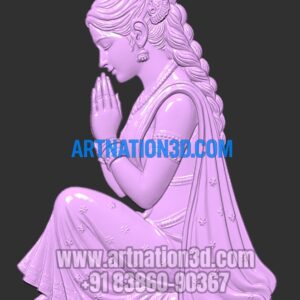Praying Lady 3D Relief Model for CNC