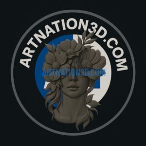 Woman with Floral Crown 3D Relief Model | Decorative Art