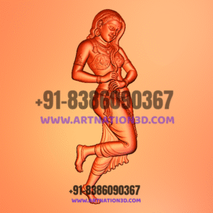 Graceful Indian Classical Lady – Standing Pose Relief Design