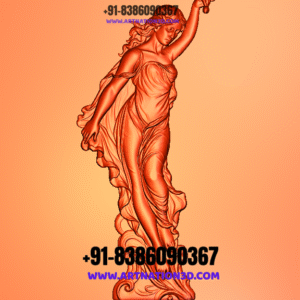 Graceful Woman Standing – 3D Relief Sculpture Design