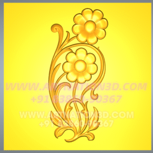Floral 3D Relief Design with Twin Flowers