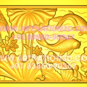 Koi Fish with Lotus Pond 3D Wall Panel Design