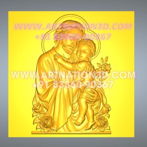 Saint Joseph with Child Jesus 3D Relief Icon Design