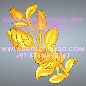 Rose Flower 3D Relief CNC Model | Floral Decorative Design