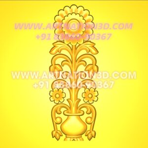 Floral Vase 3D Relief Model | Ornamental CNC Design