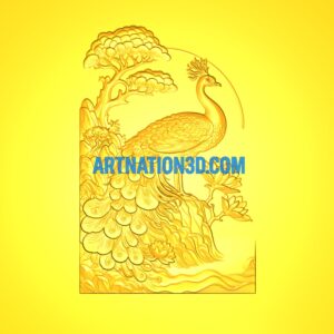 Peacock in Nature Relief 3D Model