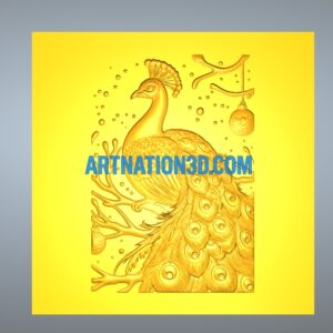 Royal Peacock Decorative Relief 3D Model