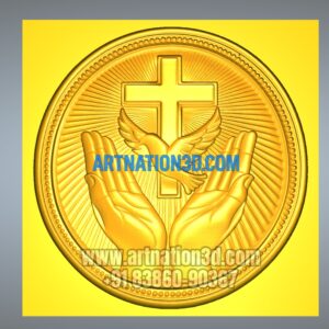 Christian Cross with Dove Relief 3D Model