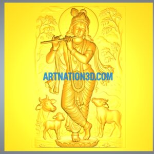 Lord Krishna with Flute Relief 3D Model
