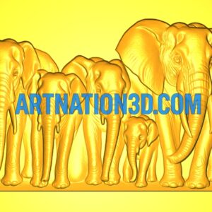 Elephant Family Relief 3D Model