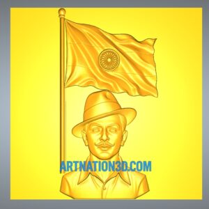 Bhagat Singh with Indian Flag Relief 3D Mode