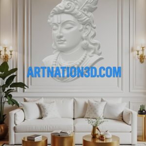 3D Wall Art of Lord Krishna – CNC Relief Design