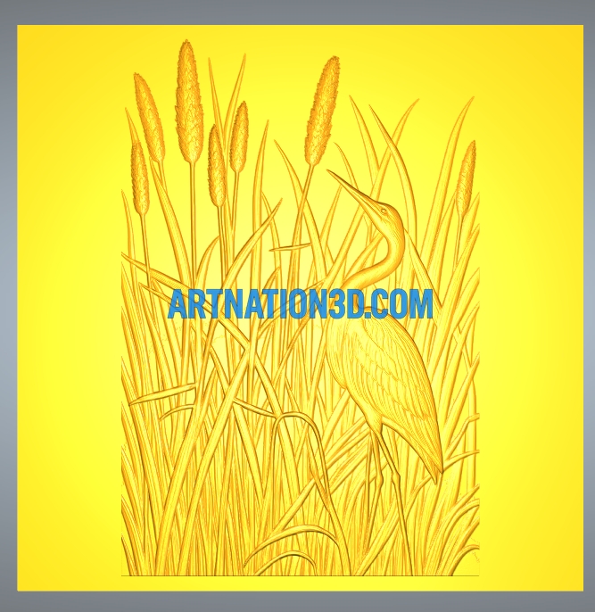 Bird in Grassland – 3D Relief Wall Panel Design - Image 3