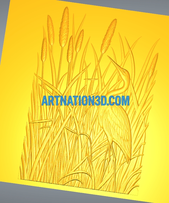 Bird in Grassland – 3D Relief Wall Panel Design