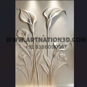 Elegant Floral 3D Wall Panel – Calla Lily Relief Design for CNC (RLF & STL)
