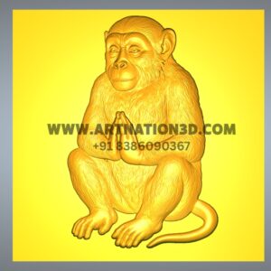 Monkey with Namaste Pose 3D Relief Model – CNC Wall Art Design (RLF & STL)