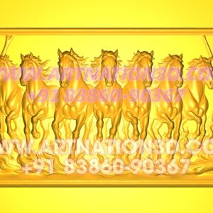 Seven Horses 3D Model | Running Horses CNC Design | Vastu Wall Art Relief STL File