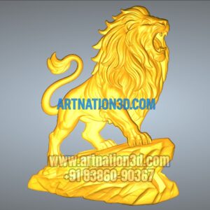 Lion 3D Model | Majestic Lion on Rock Relief | CNC STL Design for Wood, MDF, Corian & Marble