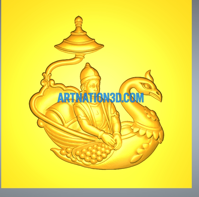 Divine Swan Boat 3D Model | CNC STL Design for Temple, Wall & Decorative Panel - Image 3