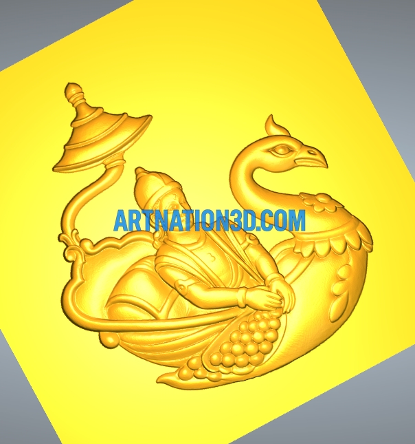 Divine Swan Boat 3D Model | CNC STL Design for Temple, Wall & Decorative Panel - Image 4