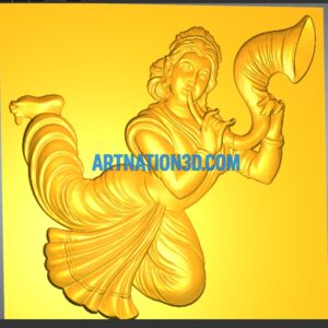 Divine Angel Playing Shankha 3D Model | CNC STL Design for Temple & Wall Panel Decoration