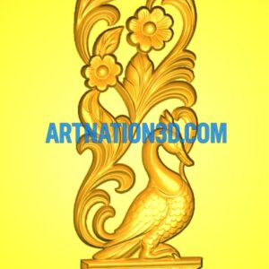Swan Floral 3D Model | CNC STL Design for Wall Panels, Doors & Decorative Carving