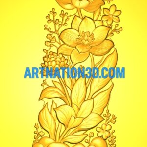 Floral 3D Model | Decorative Flower Relief Design | CNC STL File for Wall Panel, Door & Furniture Carving