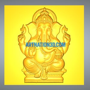 Lord Ganesha 3D Model | Ganpati Relief Design | CNC STL File for Temple, Wall Panel & Wood Carving