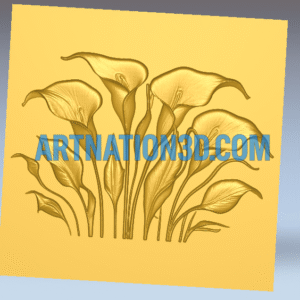 Lily Flower 3D Model | Elegant Floral CNC Relief | Decorative Wall Panel STL Design