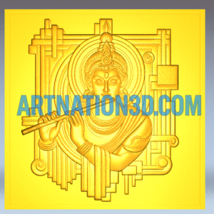 Lord Krishna Geometric Frame 3D Model | Modern Divine Relief | CNC Wall Panel STL