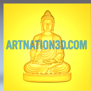 Lord Buddha Sitting 3D Model | Peaceful Buddha Relief CNC Design | Meditation Wall Panel STL File