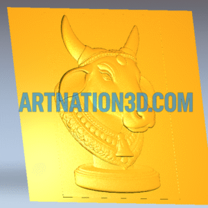 Sacred Cow Head 3D Model | Nandi Bas Relief CNC Design | Traditional Religious Wall Art STL File