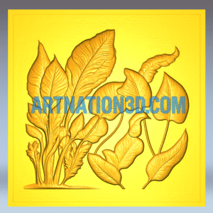 Leaf Pattern 3D Model | Decorative Leaves CNC Relief Design | Nature Theme Wall Panel STL File