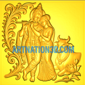 Radha Krishna 3D Model | Divine Love Relief Art | CNC Temple Wall Panel STL Design