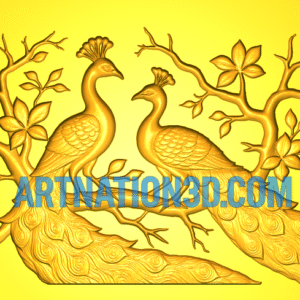Peacock Couple 3D Model | Nature Scene Relief | CNC Wall Art STL for Wood & MDF