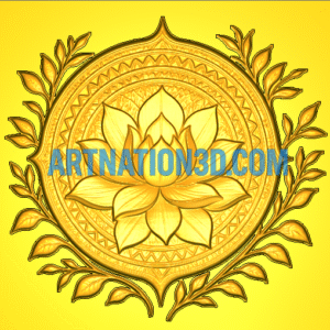 Lotus Mandala 3D Model | Decorative Floral CNC Relief Design | Mandala Wall Art STL File