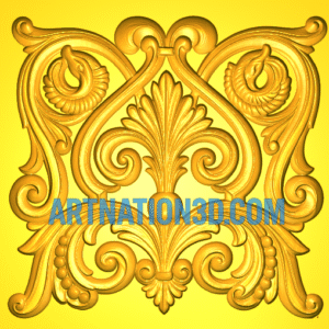 Ornamental Floral Pattern 3D Model | Decorative CNC Relief Design | Classic Wood Carving STL File