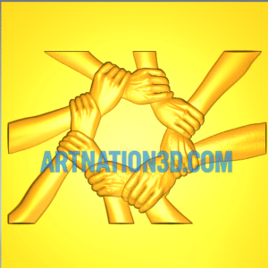 Unity Hands 3D Relief Model | Teamwork & Togetherness CNC Design | STL File