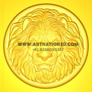 Lion Face 3D Model | Royal Animal Relief Design | CNC STL File for Wood, Marble & Metal Engraving