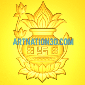 Kalash 3D Relief Model | Sacred Pot Design for CNC | Pooja