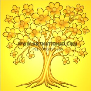 Floral Tree 3D Model | Tree of Life Design | CNC STL File for Wall Art, Furniture & Decorative Panels