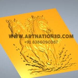 Running Horses 3D Model | Dynamic Wall Panel Design | CNC STL File for Wood, MDF, Corian & Stone