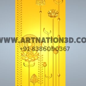 Lotus Flower Panel 3D Relief Model for CNC Carving | ArtCAM Compatible